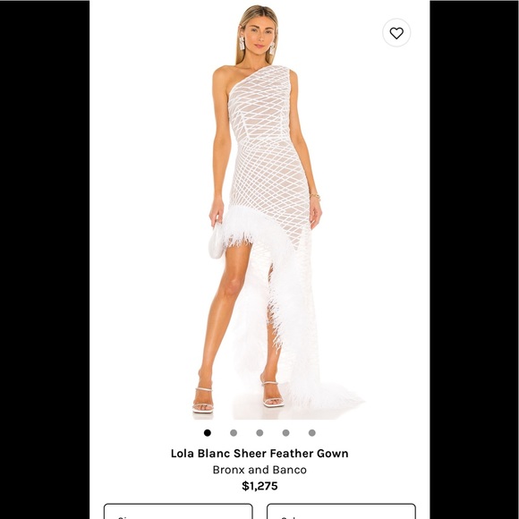 BRAND NEW Bronx and Banco Lola Blanc Sheer Feather Gown - Picture 1 of 8